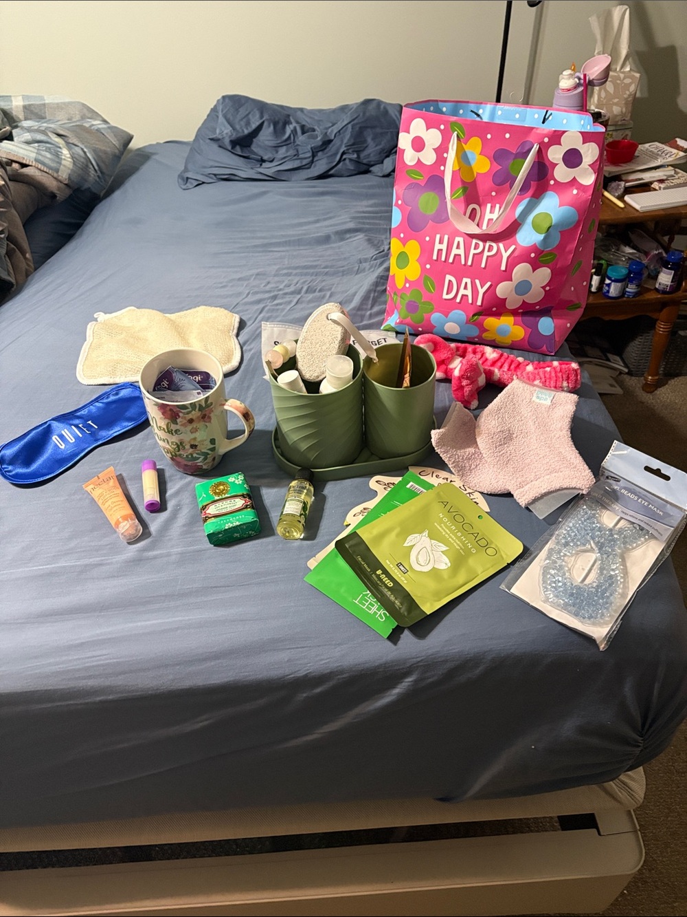 Happy Day Floral Gift Bag with Assorted Self-Care Items